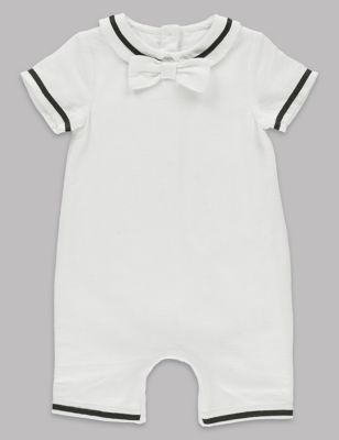 Sailor Bow Christening Romper